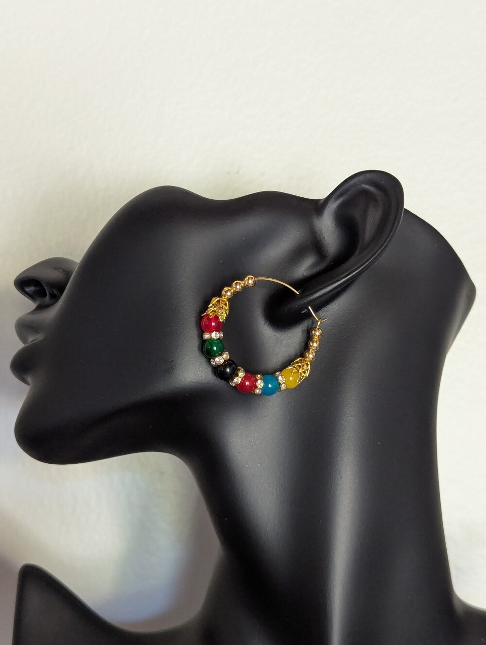 Boho Gold Hoop Earrings with Multicolor Beads Women Jewelry Indian Lehenga
